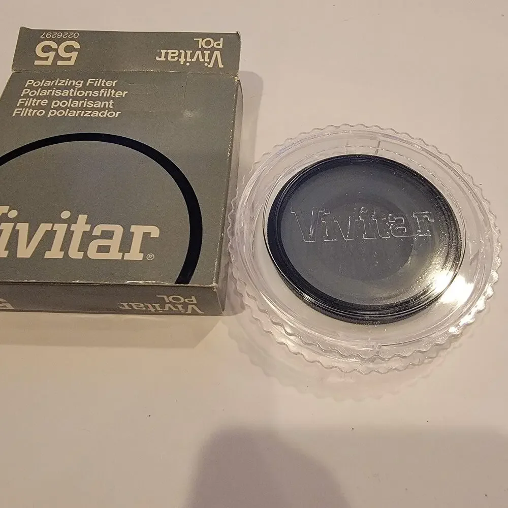 Vivitar POL 55mm Polarizing Filter Black SLR Camera Lens Accessory W/ Case Box